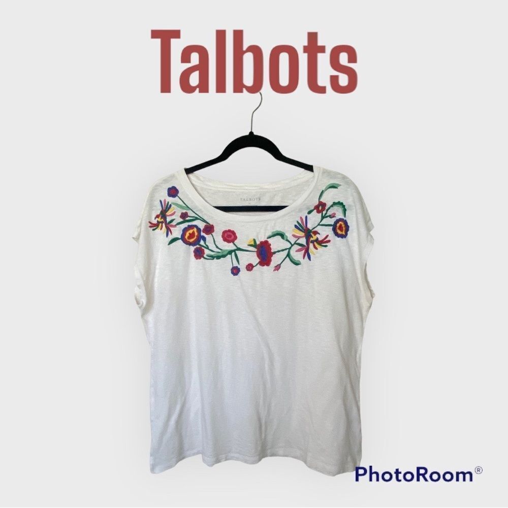 Talbots Floral Embroidered Tee